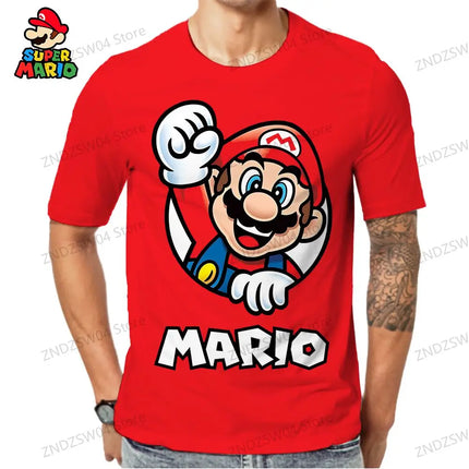 Men's Children's T-Shirt Mario Y2k 2024 Streetwear Anime Short Sleeve Tops Mens Clothes Quick Dry 110-6XL Harajuku Style Fashion