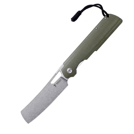 Shooziz Folding Camping Knife,Pocke knife for Man，D2 Satin/Stomewash Blade,Brass Washer for Outdoor EDC Tool,G10/Micarta Handle