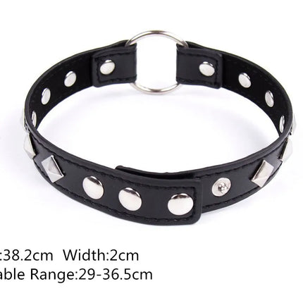 Sexy Leather Punk Rivets Necklace Men Women Couples Bondage Role Play Fetish Collar Flirting Accessory for Gay Party Gift