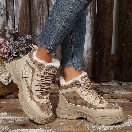 Plus Size 45 Fashion Winter Sneakers for Women Plush Warm White Platform Sports Shoes Woman High Top Thick Sole Vulcanized Shoes