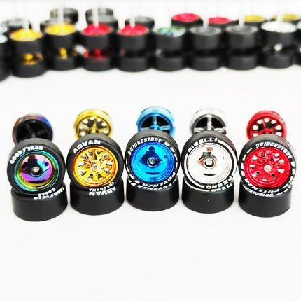 1/64 Mini Car Wheels 11mm Tires Tyres 1:64 Model Cars Rims Mirror Disc Claw Shape For Hot Wheel/Matchbox/Domeka