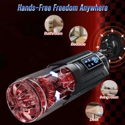 Male Masturbator Stroker with 7 Sucking Thrusting Rotating & 7 Licking Adult Toys, Pocket Pussy Mens Sex Toy Blowjob Sex Machine