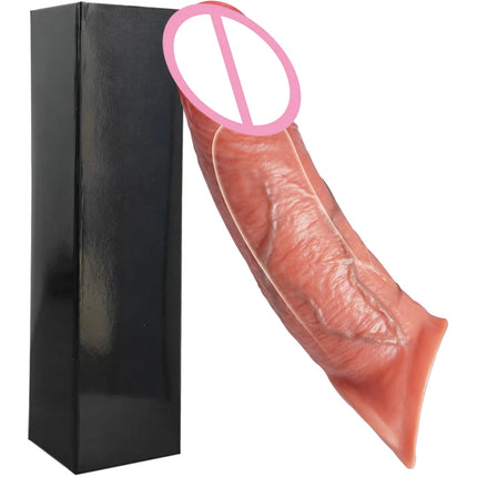 Penis Enlargement Sleeve Vibrator for Men Hollow Dildo Silicone Ejaculation Delay Realistic Penis Extender Adult Couples Sex Toy