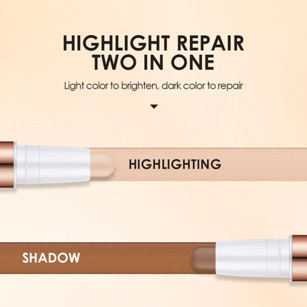 O.TWO.O Double-Headed Contour Stick Waterproof Matte Highlighter Concealer Clavicle Shadow Pen 3D Face Highlighting Makeup Pen