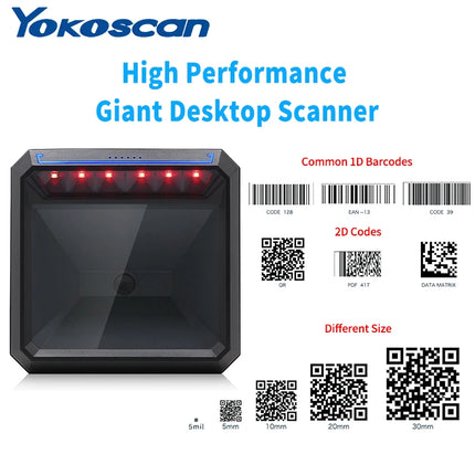 Handsfree 2D 1D Barcode Scanner QR Omnidirectional Desktop BarCode Reader CMOS Image Scanner For Bookstore Shop Drugstore MP7000