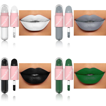 Halloween Lip Gloss Set, 3-Piece Non-Stick Shiny Lipstick, Glittery Purple and Black Lip Colors, Long-Lasting, Non-Transfer