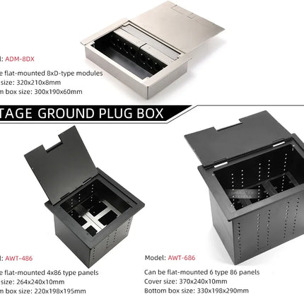 Multi-channel Al alloy Cable Blank Cable Box 16/24/32 Channels for Stage Mobile Audio XLR Male Female Audio Signal Cablebox hole