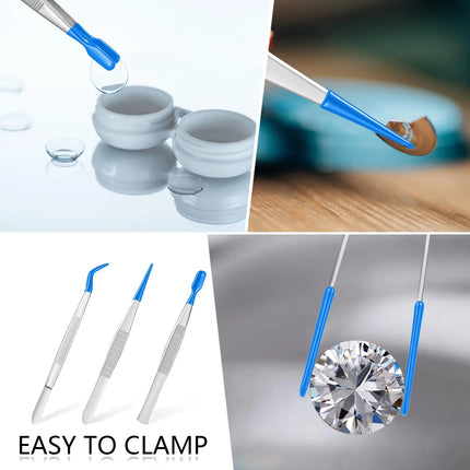 1Pcs Tweezers with Rubber Tips Tweezers PVC Coated Tweezers Set, Rubber Straight Tip Tweezers Rubber Flat Tip Tweezer Long Bent