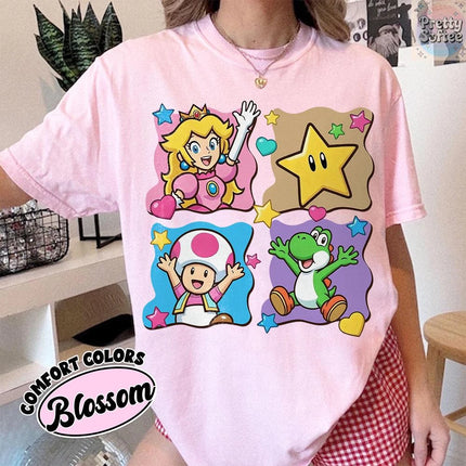 Super Mario Shirt The Super Mario Bros Movie Mario Trip Tshirt 2026 Summer New Men's Women Y2K Hip-hop Cotton Oversized T-shirt