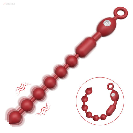 Anal Beads Vibrator Butt Plug Silicone 9 Vibration Modes Anal Plug Vibrating Sex Toys Bullet Vibrator for Men Women Couples