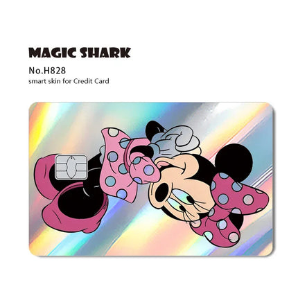 Magic Shark Mickey Minnie Stitch Donald Duck Bear Princess Holographic Film Shinny Laser Skin Sticker for Debit Credit Card