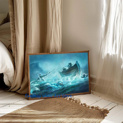 Mermaids and Mermen Myth Mysterious Deep Sea Fantasy Artwork Poster Vintage Mermaid Horro Poster Canvas Painting Wall Pictures