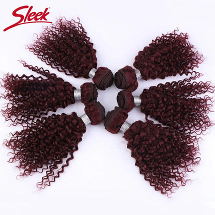 Brazilian Kinky Curly Human Hair Bundles 6Pcs 99J Jerry Curly Human Hair Extensions Topper Woman 100% Remy Human Hair Bundles