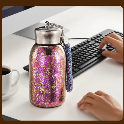 100% Pure Titanium Mini "Chubby Cup" - 280ml Double-Walled Vacuum Insulated Mug with Handle, Compact & Portable