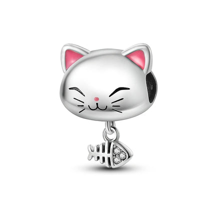 Charms 925 Sterling Silver Cute Cat Collection Charms Beads Paw Print Pendant Beads Fit Original DIY Bracelet Gift Women Jewelry