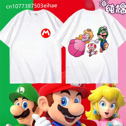 Super Mario Yoshi T-Shirt 2026 New Summer Unisex Casual Streetwear Kids & Adults Mario & Yoshi Front Back Print Tee