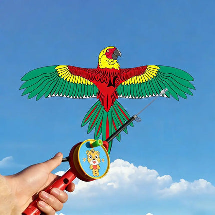 35cm Fishing Rod Kite Toys For Kids Vivid Butterfly Swallow Parrot Easy To Fly Goldfish Kites Garden Decor Ornament