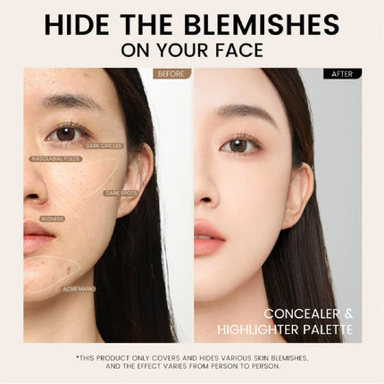 9-Shade Creamy Concealer Palette - Full Coverage Face Makeup for Dark Circles & Blemishes Multi-Color Contour Foundation Cream