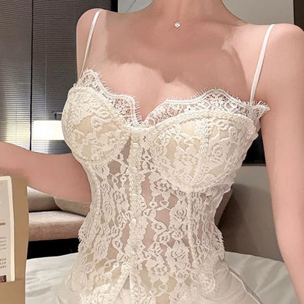 Lace Patchwork Fibone Women's Csole Tank Top Spring Summer Inner Wear Pad Included Slim Fit Bustier Outerwear