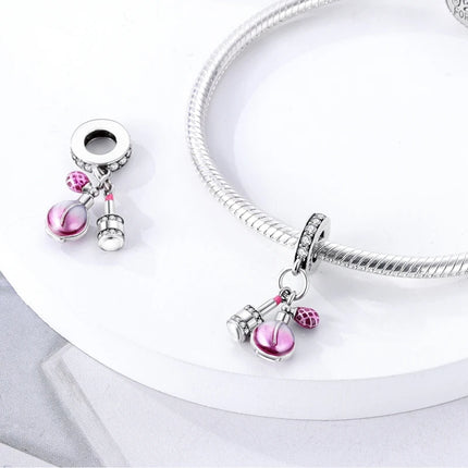 Charm 925 Sterling Silver Pink Pendant Charm Fit Original Charm Bracelet Necklace Beads DIY Jewerlry Accessories