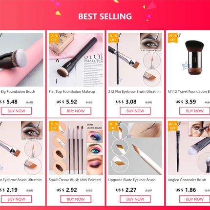 Flat Top Foundation Makeup Brushes Flat Angled Synthetic Hair Face Contour Foundation Liquid Cream Bronzer Buffing Makeup Tool
