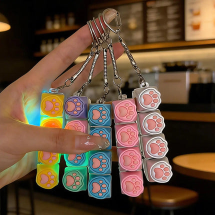 Cat Claw Button Decompression Toy Mechanical Keyboard 4-Key Shaft Tester Luminous Decompression Button Keyboard Keychains