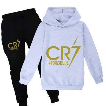 Spring Autumn Tracksuit Football CR7 Print Kid's Clothes Hoodie+Pants Suit 2pcs Set Boy Girl 3-12 Years Children Holiday Gifts
