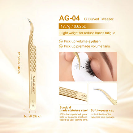 NAGARAKU Precision Fiber Tip Tweezer for Eyelash Extensions Professional Eyelash Tweezers Antistatic Straight