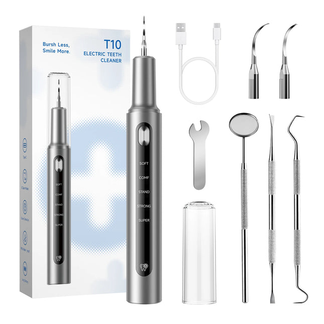 CURVY MOON T10 Electric Ultrasonic Calculus Scaler Tartar Eliminator Tooth Cleaner Tooth Whitening Cleaning Tools with LED Light