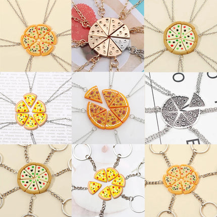 Cute Pizza Childhood Friendship Chain for Women Triangle Food Charms Necklace Best Friends Keychain BFF Jewelry Birthday Gifts