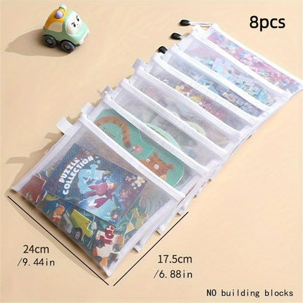 8pcs Zipper Mesh Bags, 3 Sizes, Zipper Mesh Bags, Waterproof Clear Travel Bags, Office Supplies Document Bags With Zipper