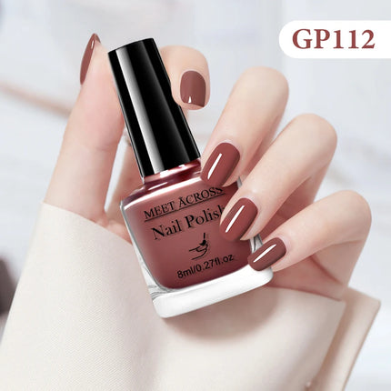 MEET ACROSS 8ml Glass Bottle Water-Based Peel Off Nail Polish Spring Summer Colorful Glitter Nail Art Varnish No Need Lamp