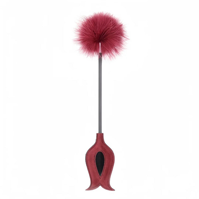 SM Flirt Tickle Erotic Feather with Fetish Punish Leather Spank Whip for Men Women Sex Blindfolded Stimulation Teasing Stick Toy