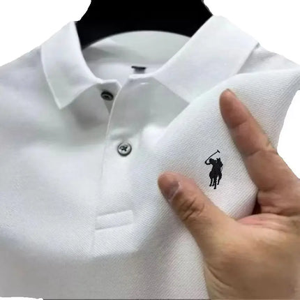 New Men's High-Quality Embroidered Logo Short-Sleeved Polo Shirt, Summer Fashion, Casual, Comfortable, Breathable T-Shirt Top