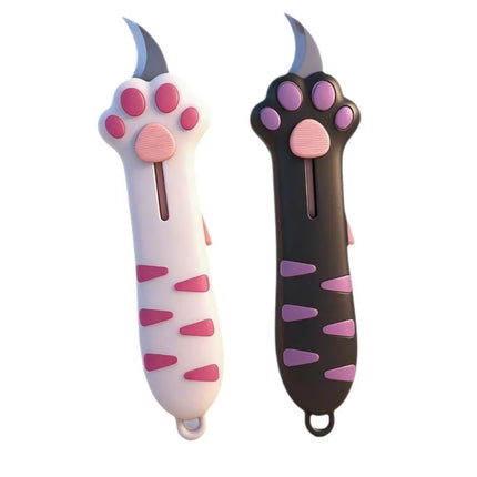 Cute Plastic Cat Paw Box Cutter Cartoon School Office Supplies Cat Box Paper Cutter Retractable Box Opener School Supplies