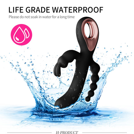 3-in-1 Thrusting Rabbit Vibrator for Women G-Spot Vibrator Anal Clitoris Stimulator Anal Plug Orgasm Masturbator Adult Sex Toys