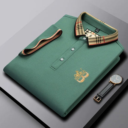 Summer Men's Fashion Casual Short-Sleeved Polo Shirt High-End Boutique Embroidered Top Comfortable and Breathable Lapel T-shirt