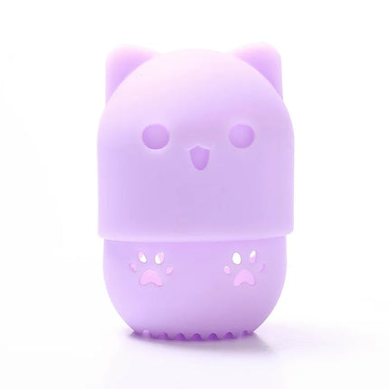 Cute Silicone Makeup Sponge Holder Cat Shaped Sponge Rack Powder Puff Case Cosmetic Blender Sponge Box Makeup Egg Drying Case