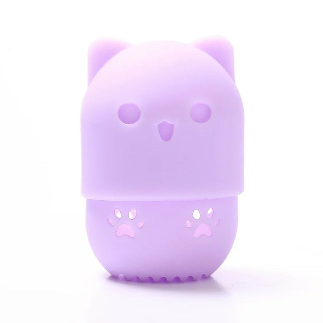 Cute Silicone Makeup Sponge Holder Cat Shaped Sponge Rack Powder Puff Case Cosmetic Blender Sponge Box Makeup Egg Drying Case