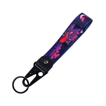 Cartoon Keychain Lanyard Cute Gengar Keyrings Wrist Straps for Backpacks Car Keys Holder Charm Anime Cosplay Accessories