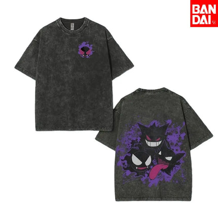 Pokemon Charizard T Shirt Men 2026 Summer Vintage Acid Wash Oversized Tee Japanese Anime Streetwear Hip Hop Harajuku Y2k