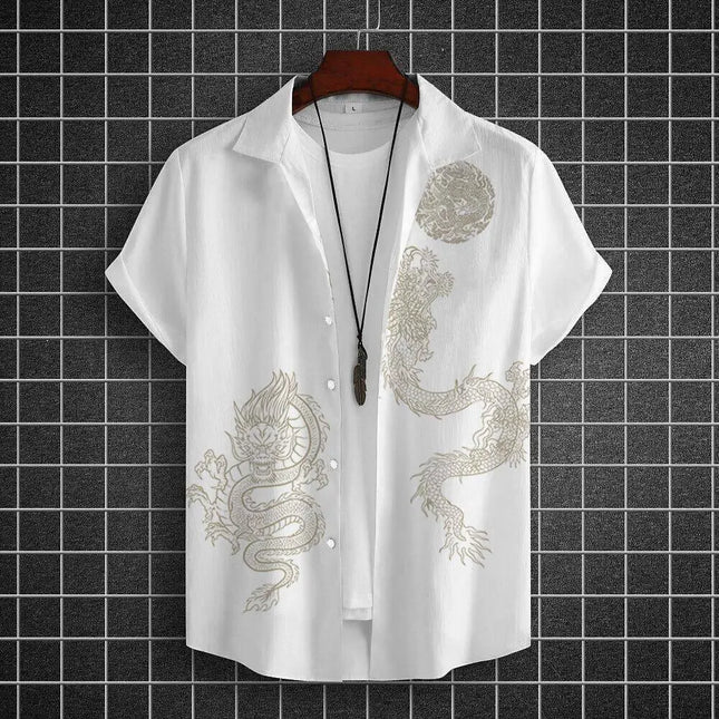 Men's Shirts Short Sleeve Tops Dragon Graphic Clothing 3d Shirts 2024 Casual Fashion Streetwear Summer Apparel For Male Blouse