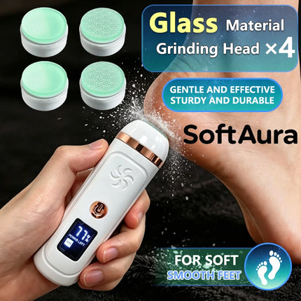 SoftAura 4 -Heads Electric Foot Grinder Digital Display Callus Remover Dead Skin Remover Pedicure Foot Care Tool 2026 New