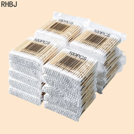 100/300/500/1000pcs Double Head Cotton Swab Women Makeup Cotton Buds Tip for Wood Sticks Nose Ears Cleaning Health Care Tools