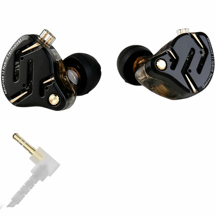 KZ ZS12 PRO 2 in Ear Monitor Headphones 5BA+1DD Hybrid Driver Earphones Gaming Musician Audiophile (Black without Microphone)