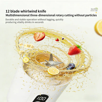 Portable 600ML Juicer Cup 12 Blades for Shakes Smoothies Rechargeable USB Traveling Fruit Juicer Double Cup Fruit Blender