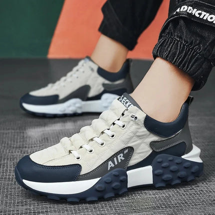 Men's Spring New Sport Shoes Casual Classic Trendy Thick Bottom Leisure Shoes Breathable Microfiber Upgraded Spring Autumn