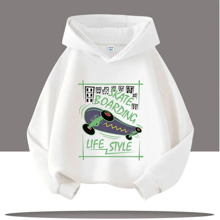 Autumn Winter Skateboard Cool Print Children's Hoodie Warm Pullover Girl Casual Top Kid Casual Clothes Boy Sportswear Sweatshirt