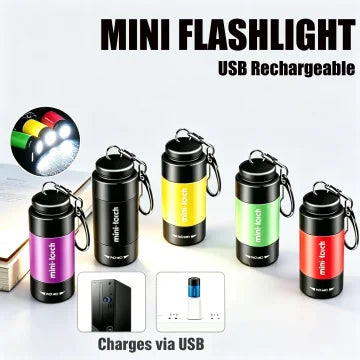Mini Pocket LED Flashlight Portable Waterproof Small Keychain Torch  Outdoor USB Rechargeable LED Multifunctional  Light