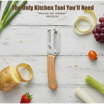 Multifunctional Paring Knife Stainless Steel Material Wooden Handle Fruit & Vegetable Knives 3-in-1 Fruit Potato Peeler 1/2/3PCS